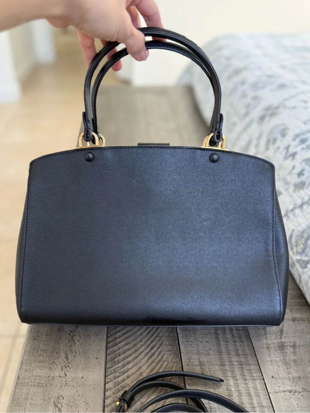 New kate spade Katy Satchel handbag black Leather Crossbody $428 MSRP